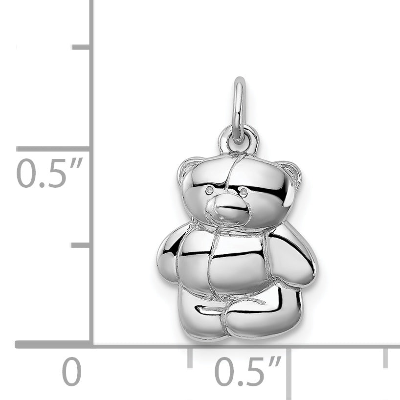 Sterling Silver Rhodium-plated Teddy Bear Pendant