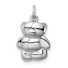 Sterling Silver Rhodium-plated Teddy Bear Pendant