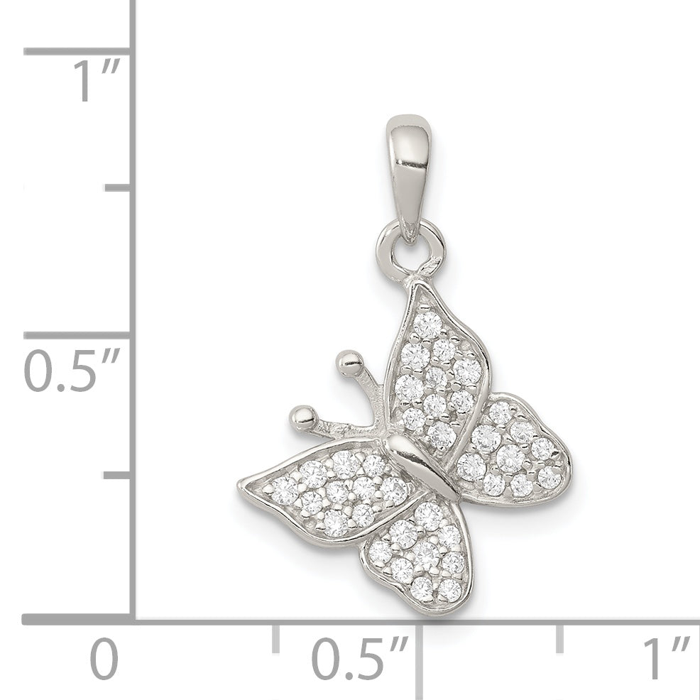 Sterling Silver CZ Butterfly Pendant