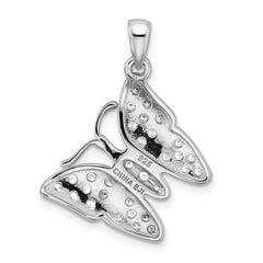 Sterling Silver Rhodium-plated CZ Butterfly Pendant