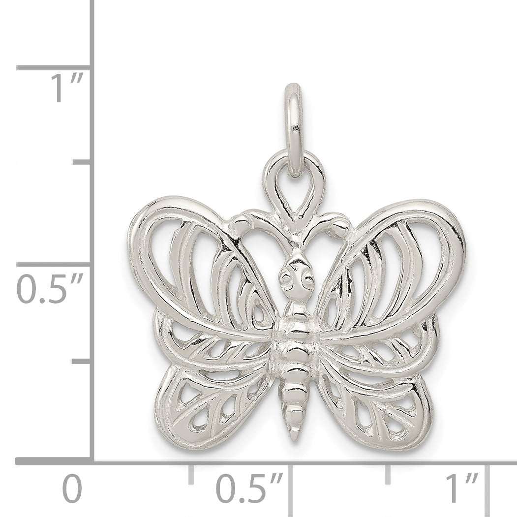 Sterling Silver Polished Butterfly Pendant