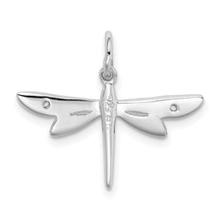 Sterling Silver Rhodium-plated CZ Dragonfly Pendant