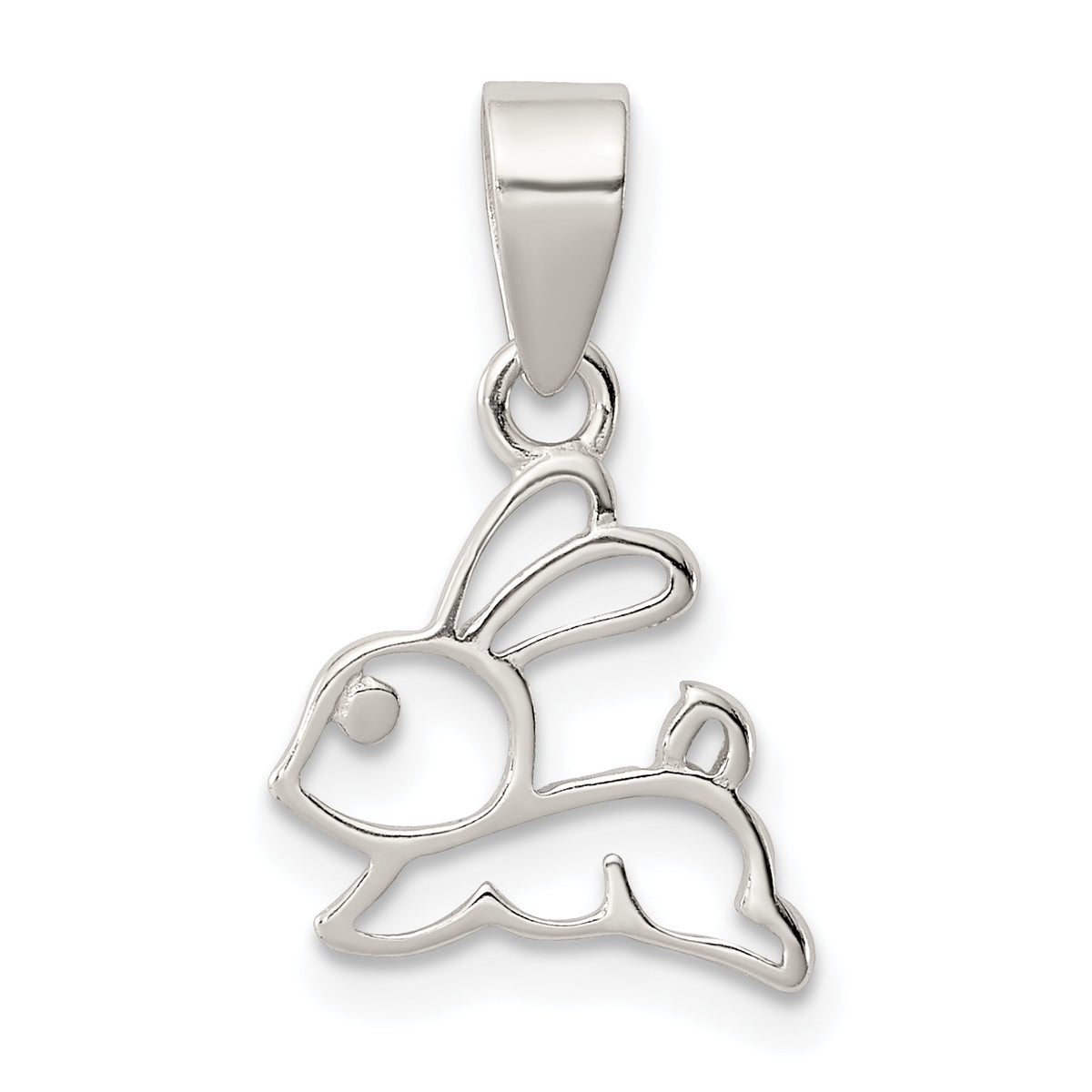 Sterling Silver Rhodium-plated Polished Bunny Pendant