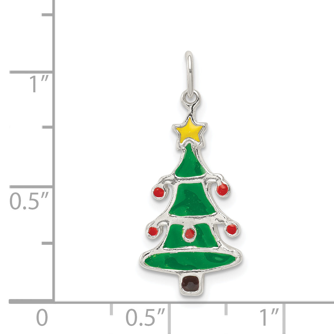 Sophia Jewelers Sterling Silver Enamel Christmas Tree Pendant Polished Anti-Tarnish