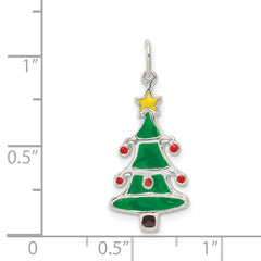 Sophia Jewelers Sterling Silver Enamel Christmas Tree Pendant Polished Anti-Tarnish