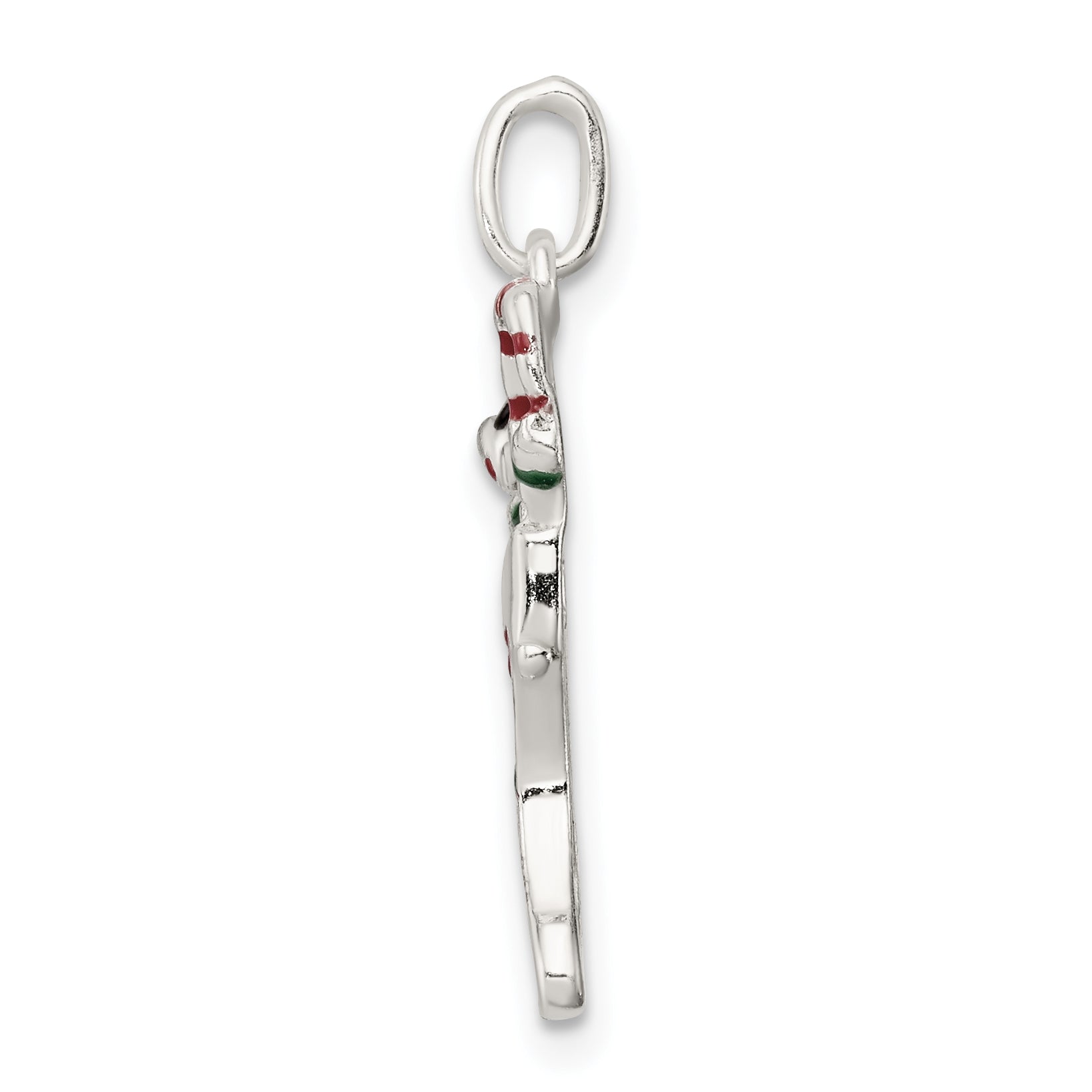 Sterling Silver 925 Enamel Christmas Stocking Pendant with Anti-Tarnish Finish