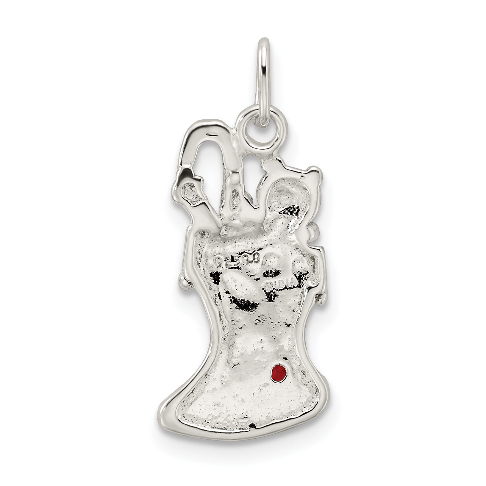 Sterling Silver 925 Enamel Christmas Stocking Pendant with Anti-Tarnish Finish