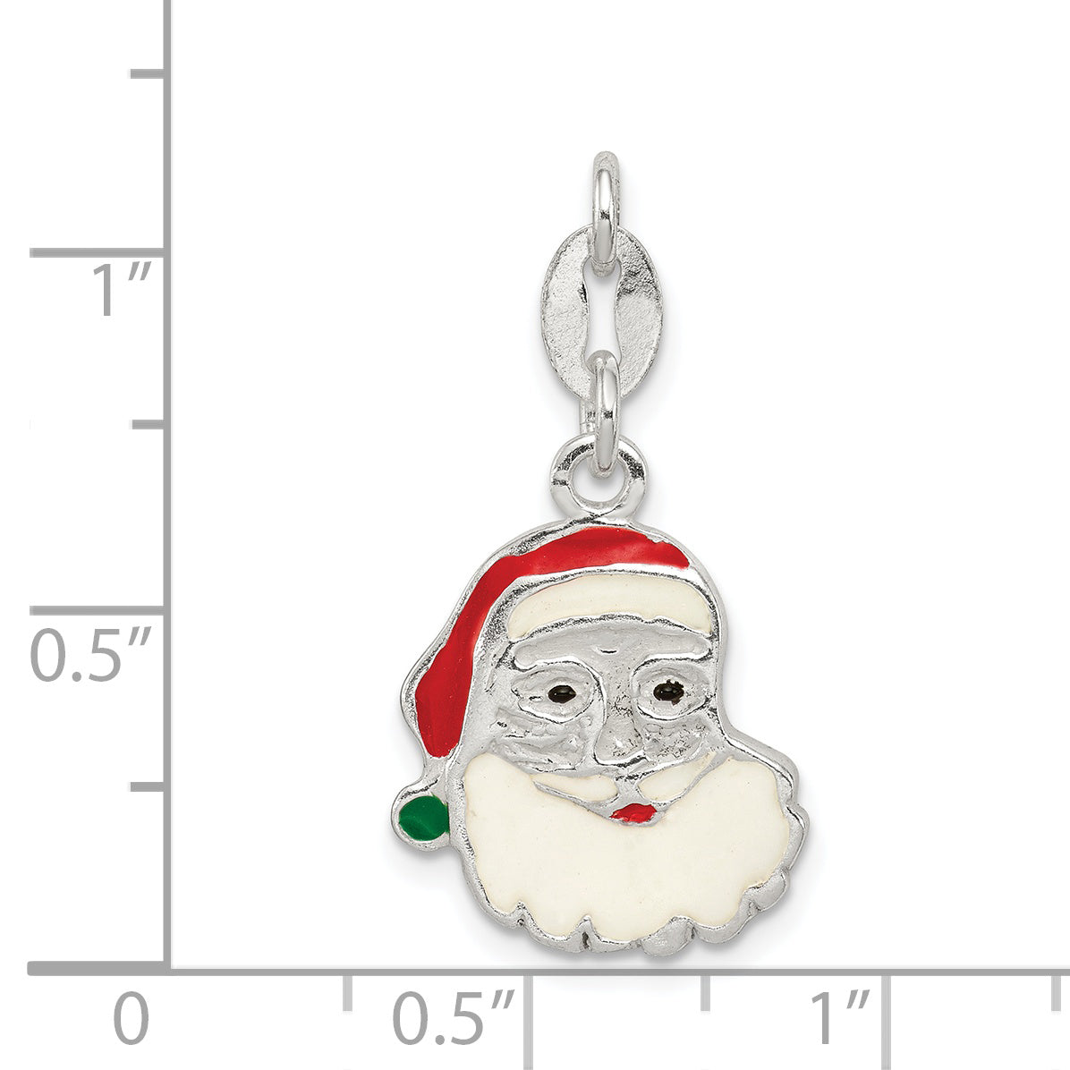 Sterling Silver 925 Enamel Santa Charm with Anti-Tarnish Coating