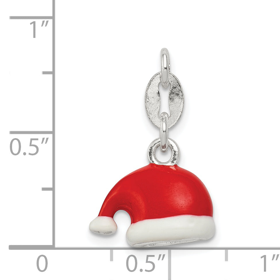 Sophia Jewelers Sterling Silver Enamel Santa Hat Charm Polished Solid 925