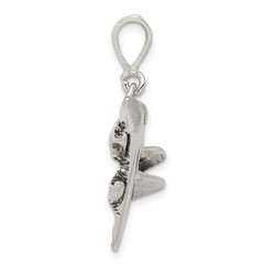 Men's Sterling Silver 925 Jet Fighter Pendant with Antiqued Finish