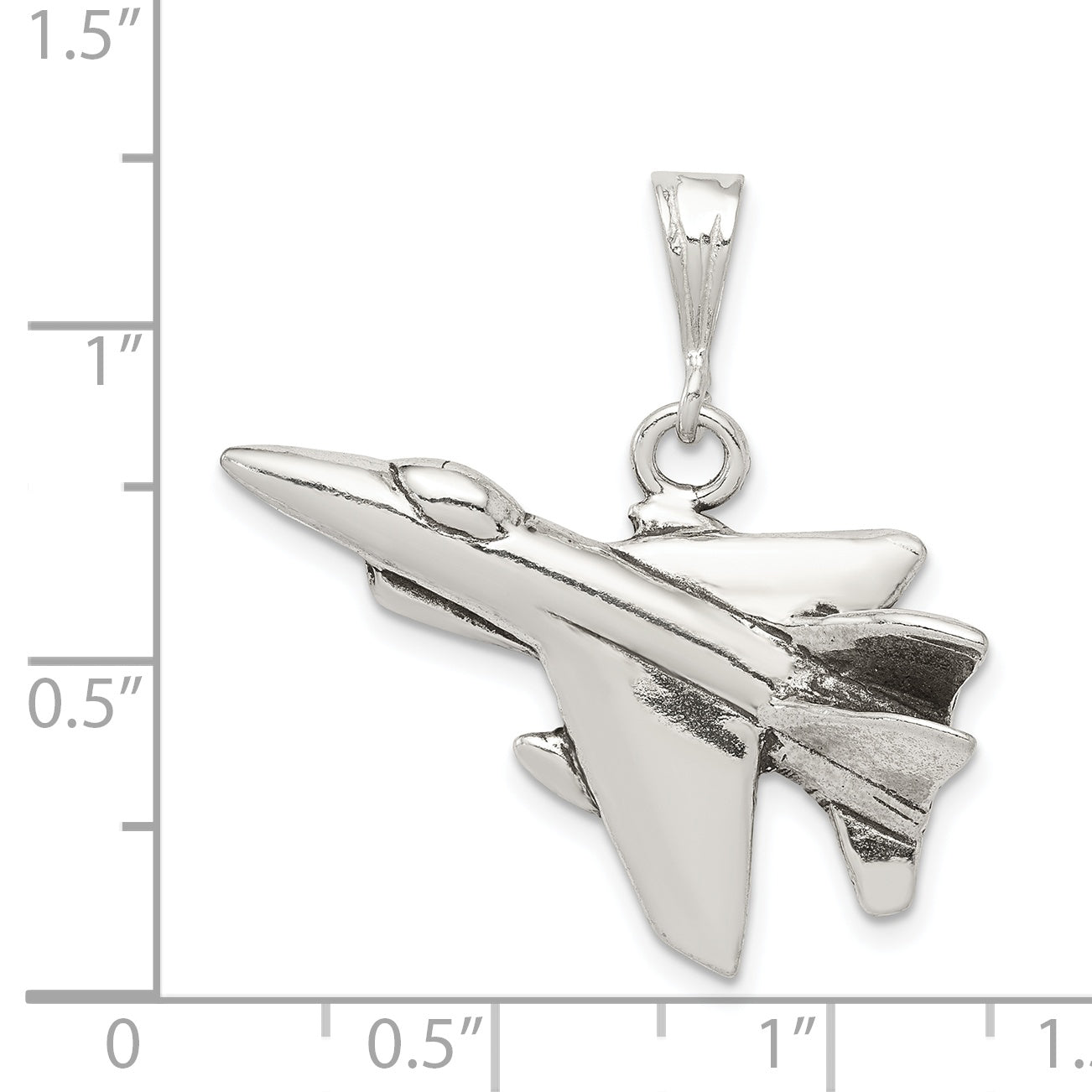 Men's Sterling Silver 925 Jet Fighter Pendant with Antiqued Finish