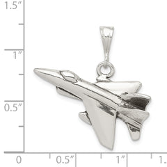 Sterling Silver Antiqued Jet Fighter Angled Pendant