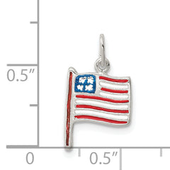 Sterling Silver Enamel American Flag Pendant Polished Anti-Tarnish Finish