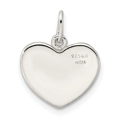 Sterling Silver American Flag Heart Pendant with Polished Enamel Finish