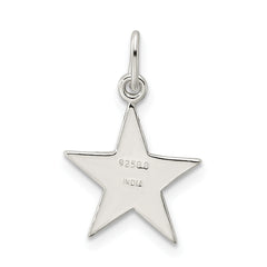 Sterling Silver 925 American Flag Star Pendant with Polished Enamel Finish