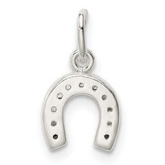 Sterling Silver Polished Horseshoe CZ Charm