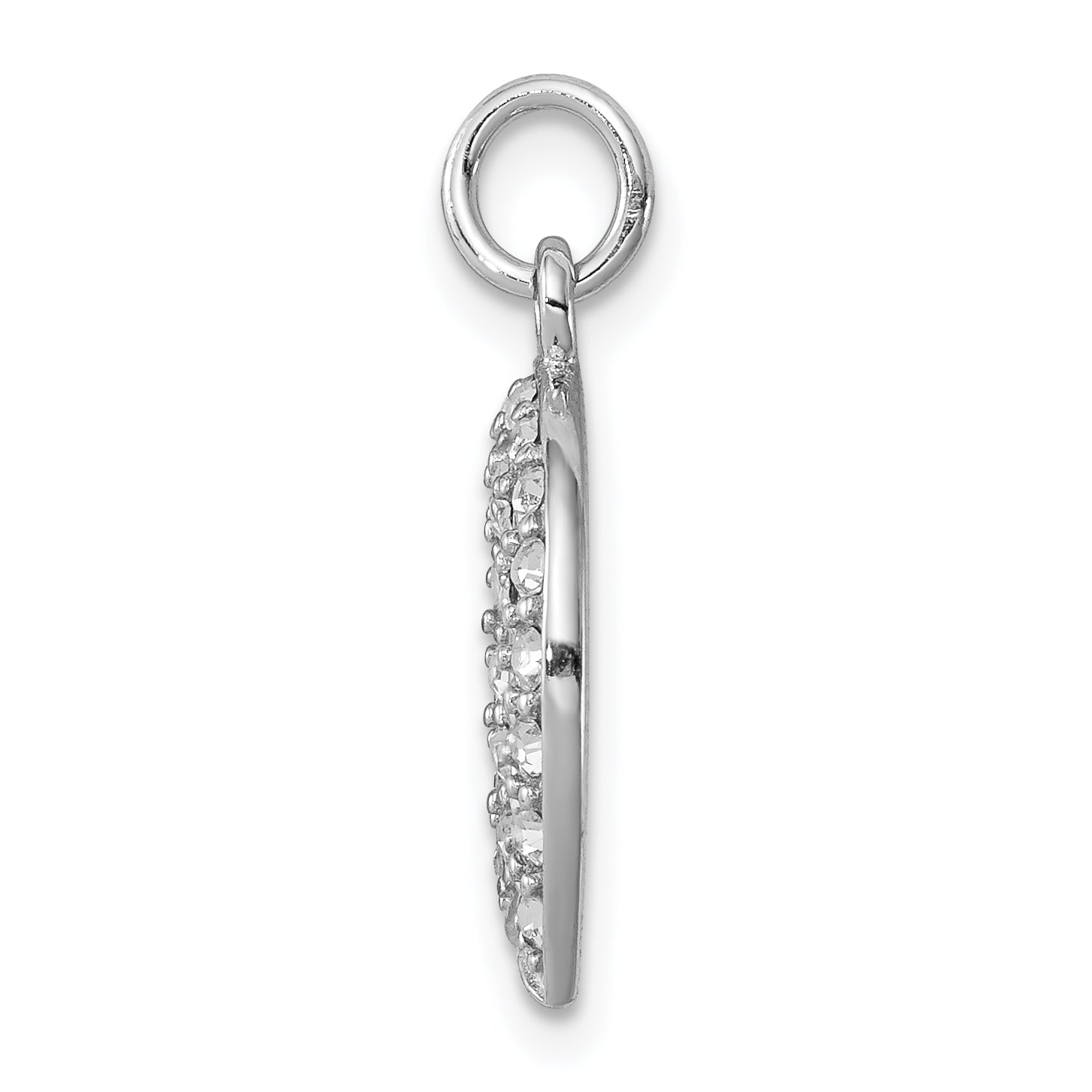 925 Sterling Silver Horseshoe Pendant with Polished Crystal Charm