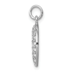 925 Sterling Silver Horseshoe Pendant with Polished Crystal Charm