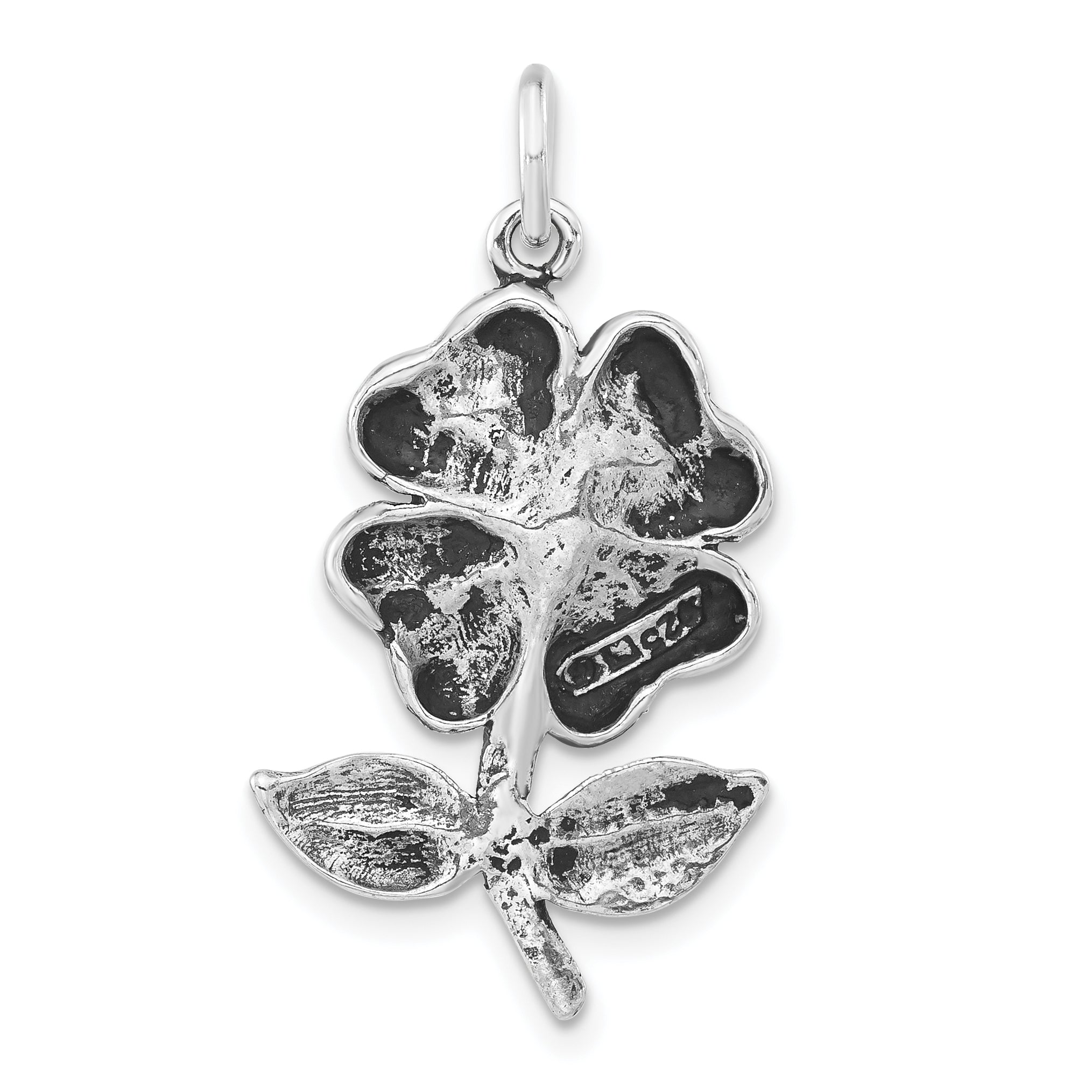 Antiqued Sterling Silver Flower Pendant with Leaves for Women