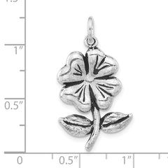 Antiqued Sterling Silver Flower Pendant with Leaves for Women