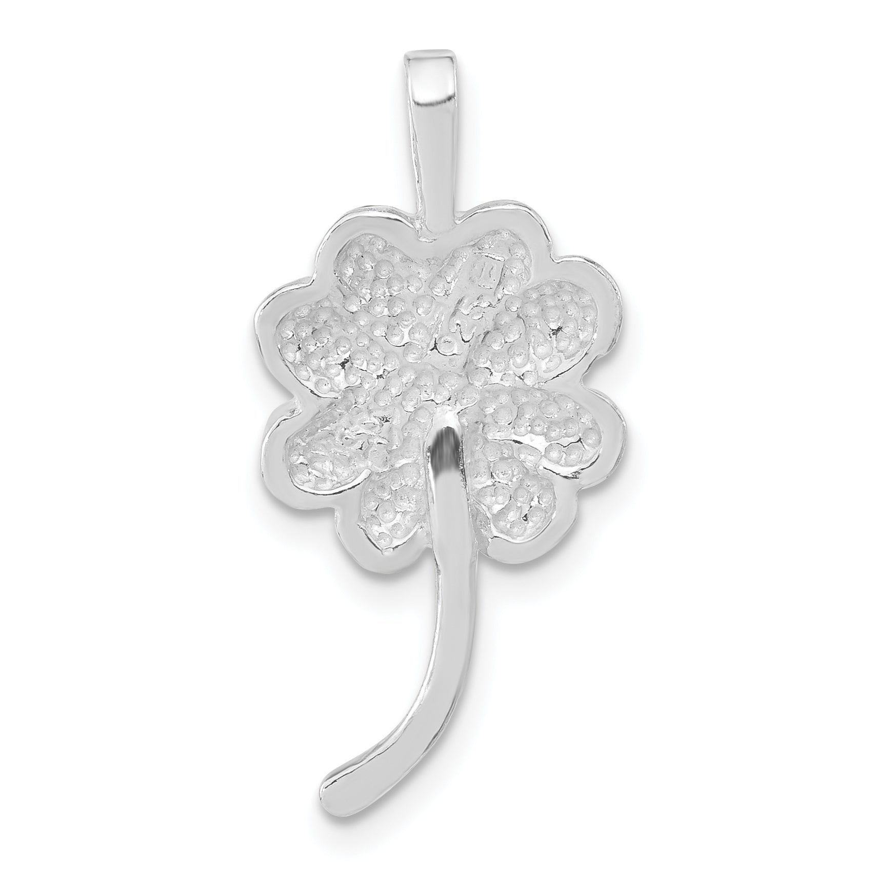 Sterling Silver Polished & Textured Clover Chain Slide