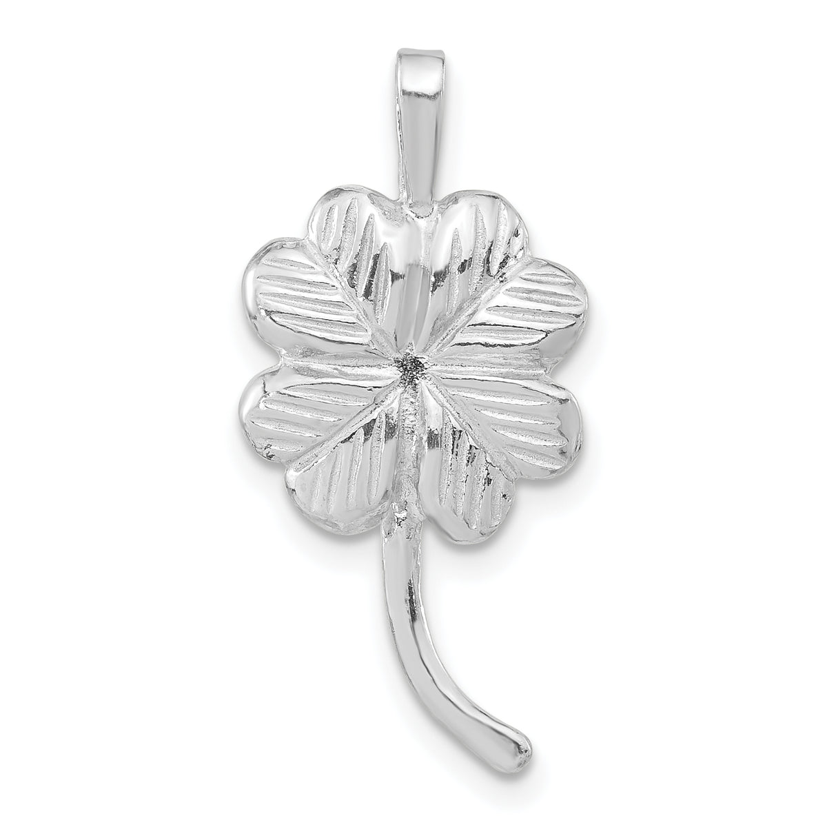 Sterling Silver Polished & Textured Clover Chain Slide