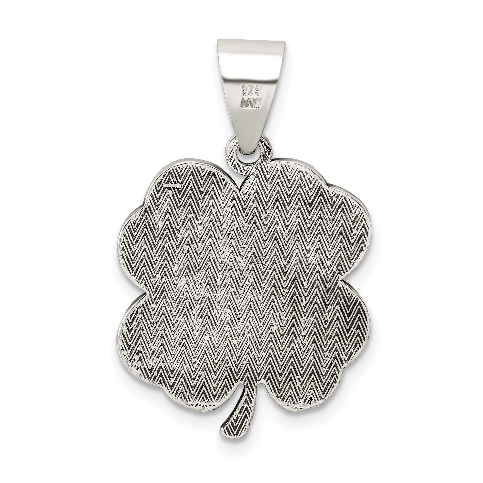 Sterling Silver Antiqued Good Luck Icon Clover Pendant