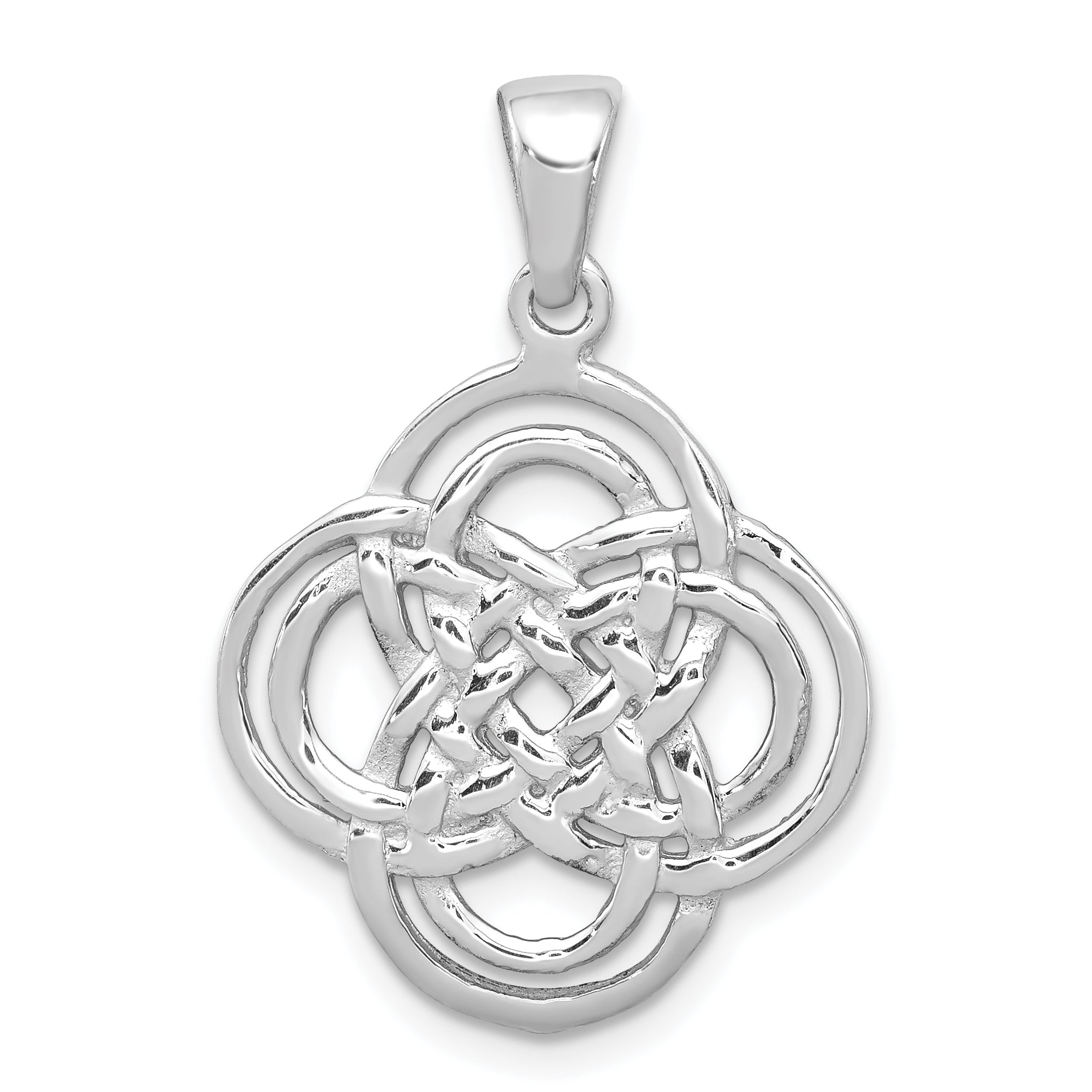 Sterling Silver Rhodium-plated Polished Celtic Knot Pendant