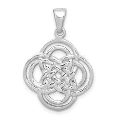 Sterling Silver Rhodium-plated Polished Celtic Knot Pendant