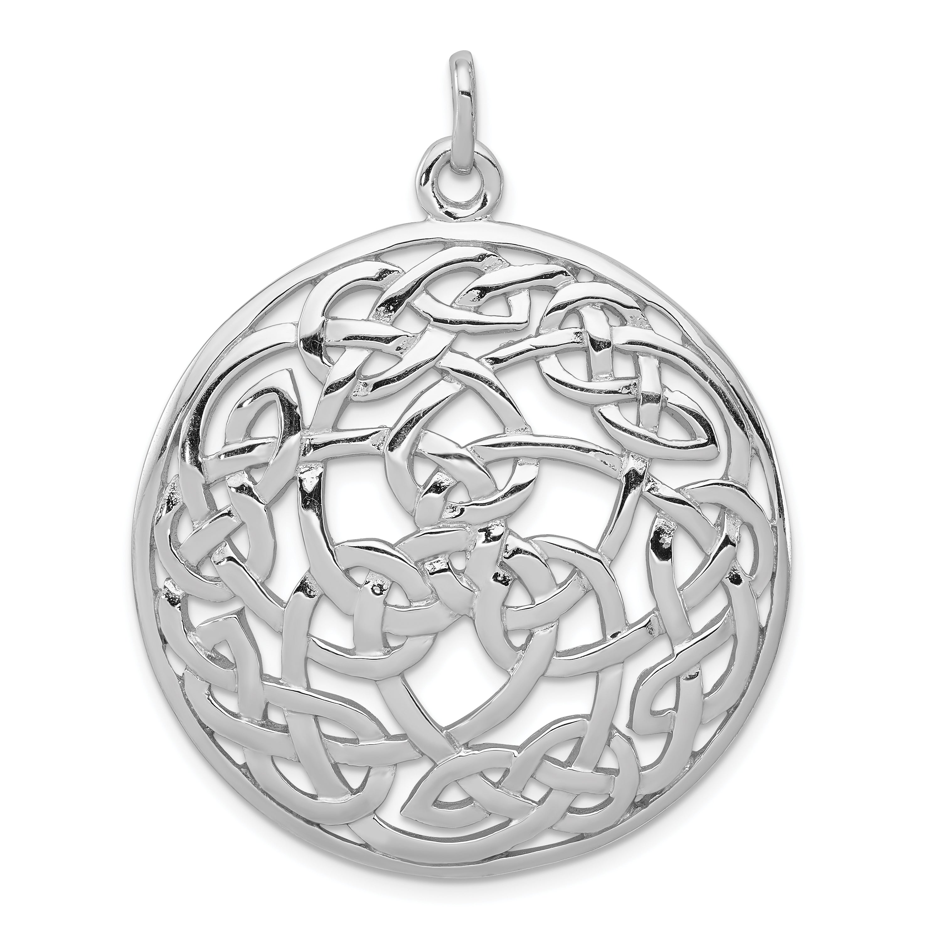 Sterling Silver Rhodium-plated Polished Celtic Pendant