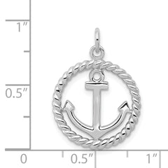 Sophia Jewelers Men's Sterling Silver Anchor Pendant with Polished Rhodium Finish