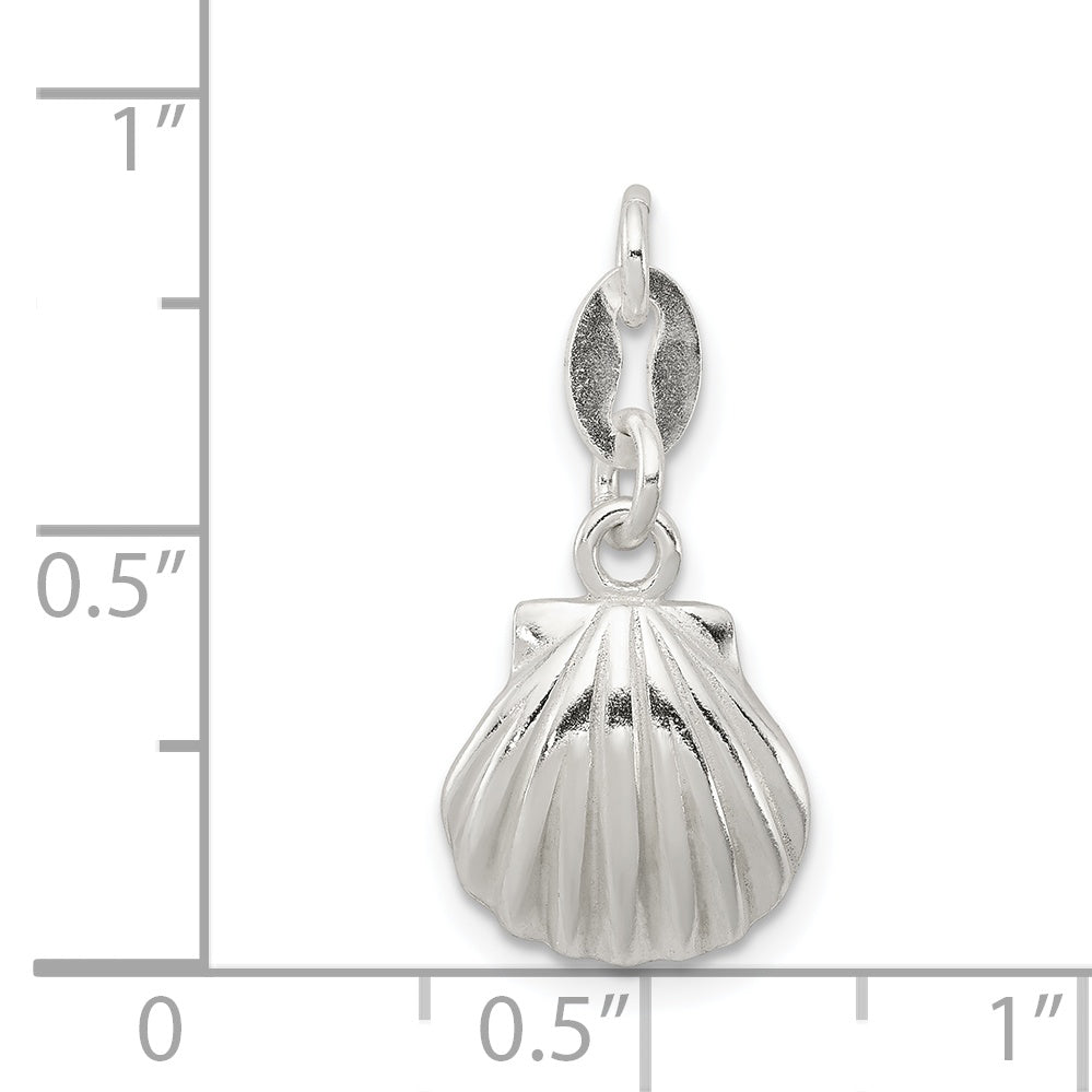 Sterling Silver 925 Seashell Charm with Polished Satin Finish