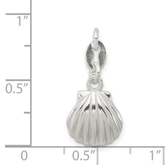 Sterling Silver 925 Seashell Charm with Polished Satin Finish