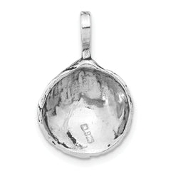 Sterling Silver Antiqued Cockle Shell Chain Slide Pendant