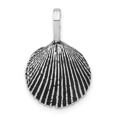 Sterling Silver Polished & Antiqued Clam Shell Chain Slide Pendant