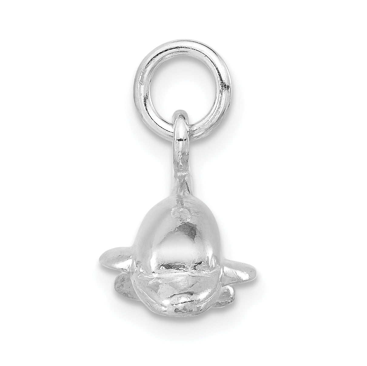 Sterling Silver Polished 3D Dolphin Reversible Pendant