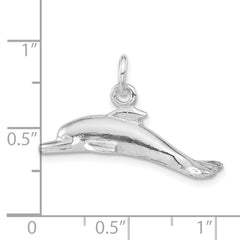 Sterling Silver Polished 3D Dolphin Reversible Pendant