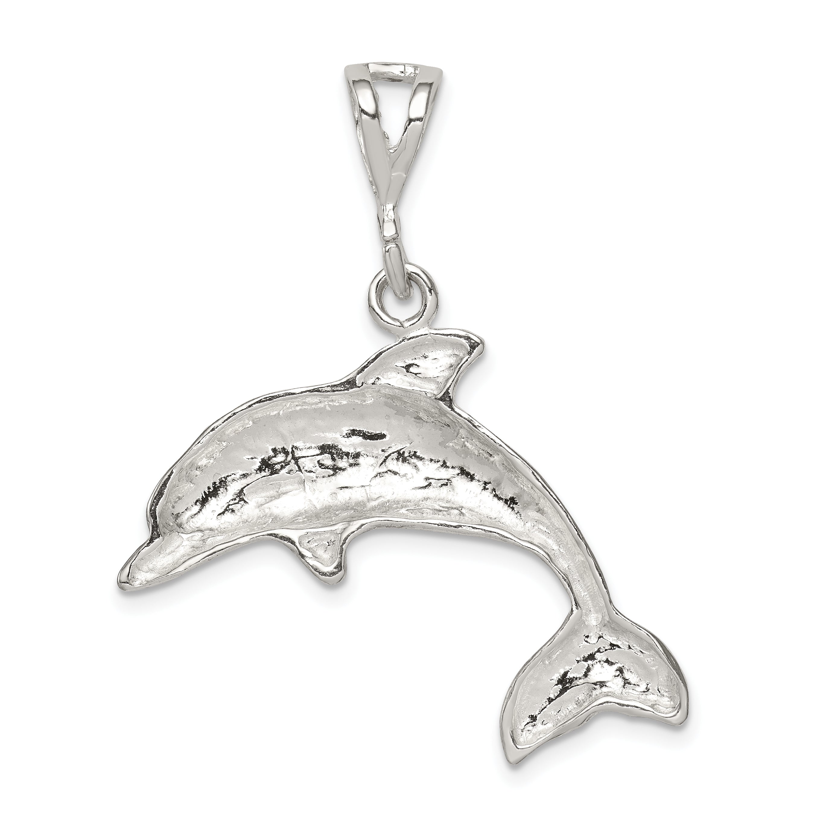 Sophia Jewelers Men's 925 Sterling Silver Polished Dolphin Pendant