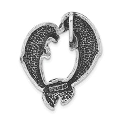 Sterling Silver Antiqued Nose to Nose Dolphin Heart Chain Slide