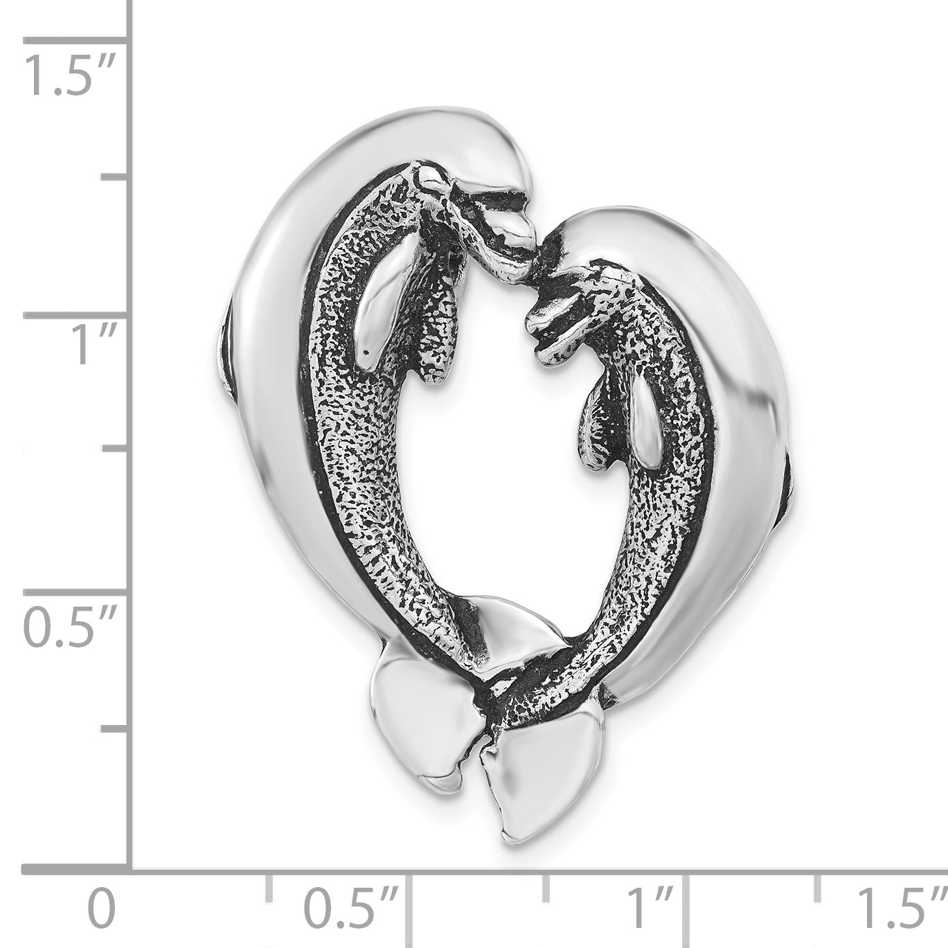 Sophia Jewelers Sterling Silver Antiqued Dolphin Heart Pendant Women's Elegant Charm