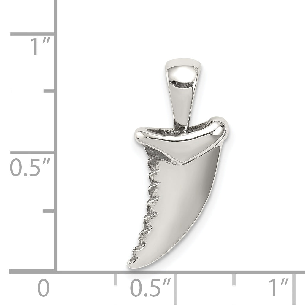 Sterling Silver Polished Shark tooth Pendant