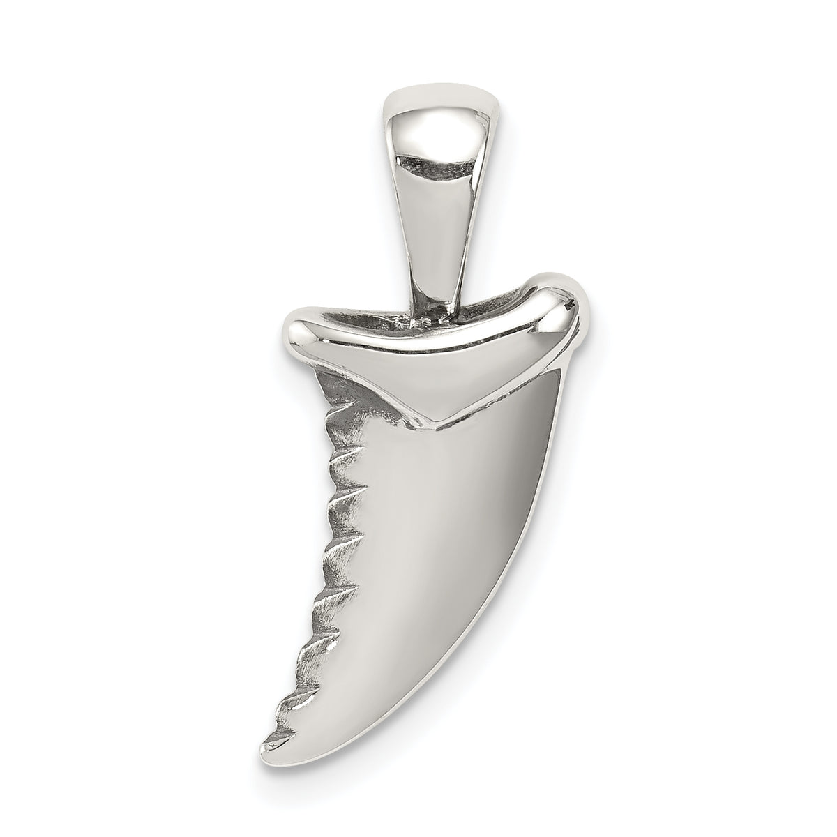 Sterling Silver Antiqued Polished Shark Tooth Pendant