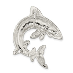 Sterling Silver Polished & Textured Shark Chain Slide Pendant