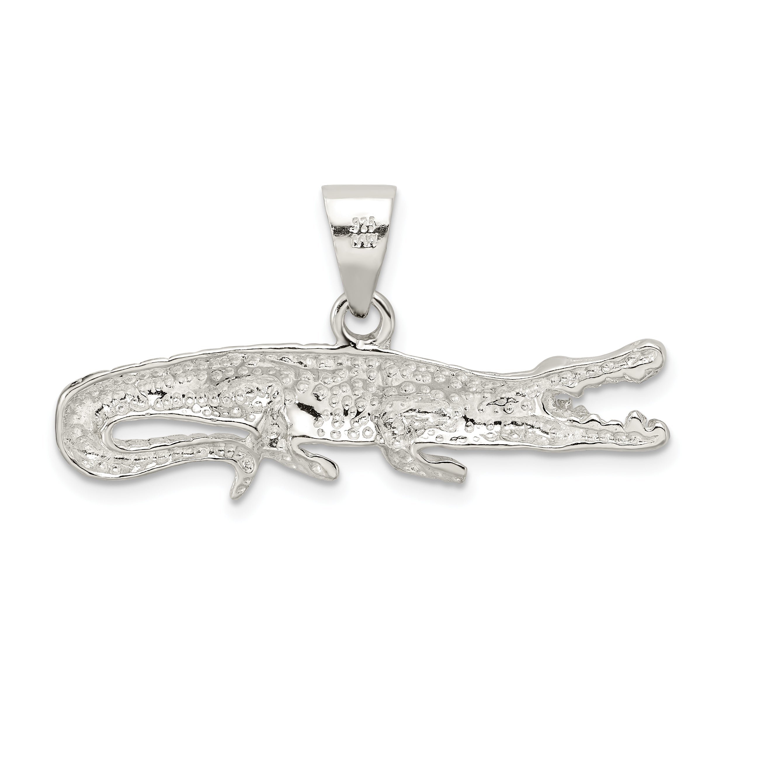 Sterling Silver Polished & Textured Crocodile Pendant