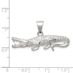 Sterling Silver Polished & Textured Crocodile Pendant