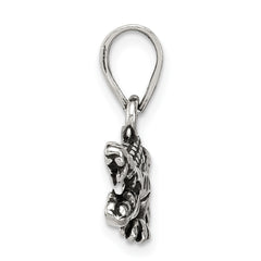 Men's 925 Sterling Silver Antiqued Crocodile Pendant with Textured Finish