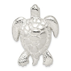 Sterling Silver Polished & Textured Turtle Chain Slide Pendant