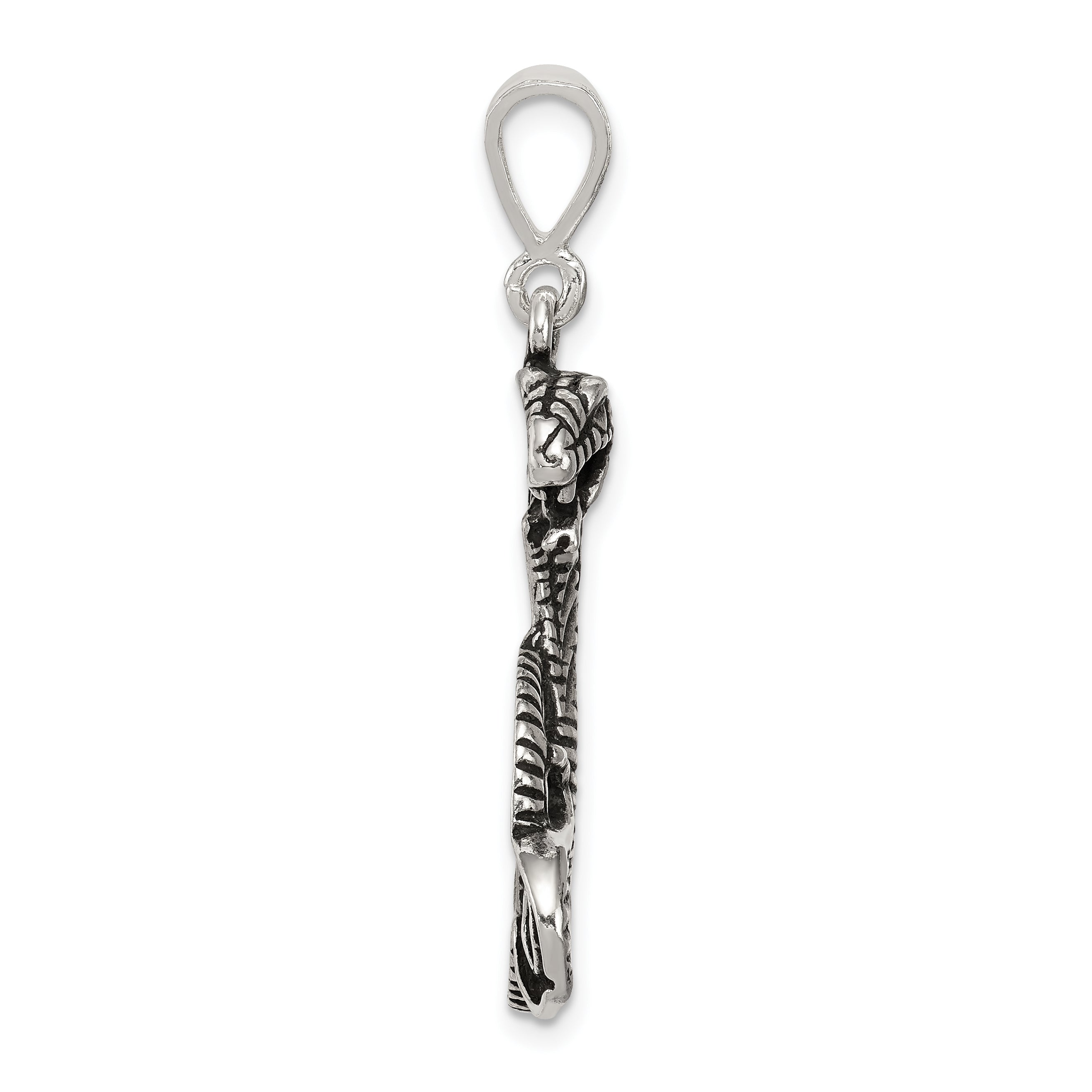 Sterling Silver 925 Men's Antiqued Snake Pendant