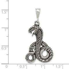 Sterling Silver 925 Men's Antiqued Snake Pendant