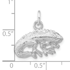 Sterling Silver Polished & Textured Iguana Pendant